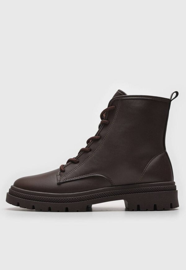 Bota Tratorado Moleca Lisa Preta | Off-White | Marrom - Imagem 3