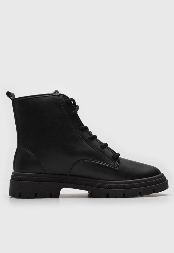 Bota Tratorado Moleca Lisa Preta | Off-White | Marrom - Imagem 4