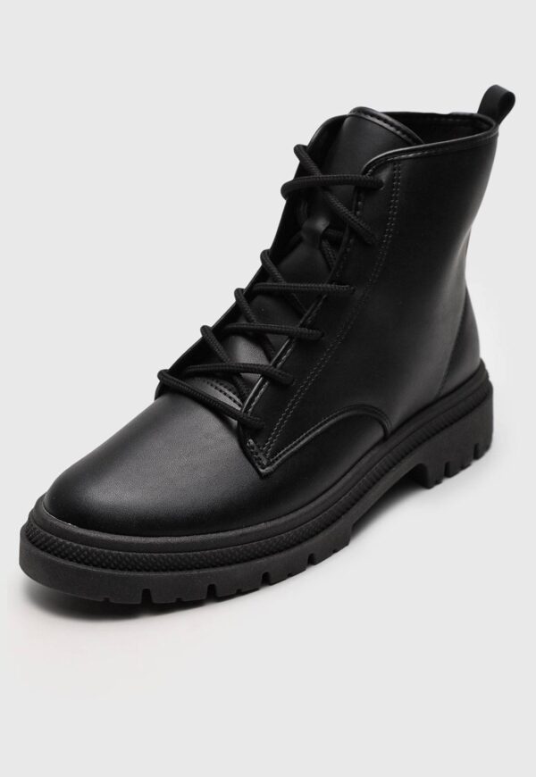 Bota Tratorado Moleca Lisa Preta | Off-White | Marrom - Imagem 7