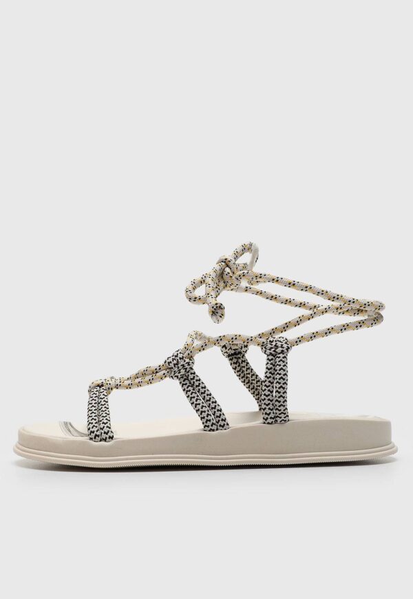Rasteira Flatform Moleca Amarração Off-White - Imagem 2