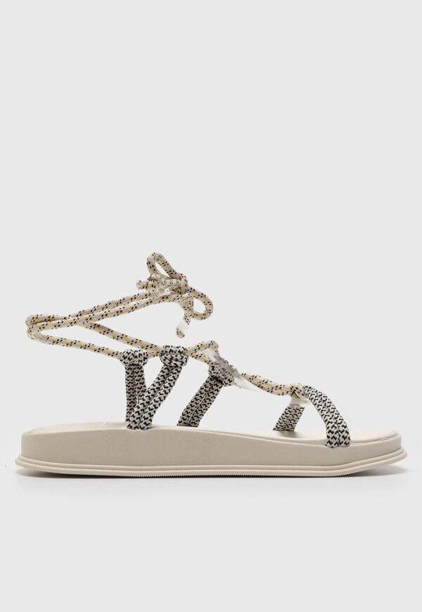 Rasteira Flatform Moleca Amarração Off-White - Imagem 3