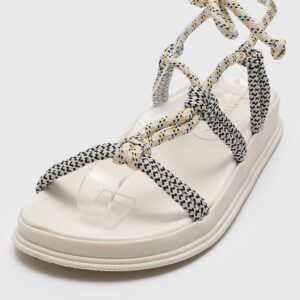 Rasteira Flatform Moleca Amarração Off-White