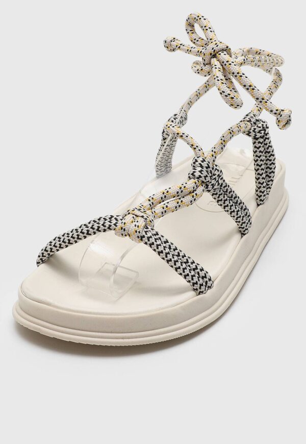 Rasteira Flatform Moleca Amarração Off-White