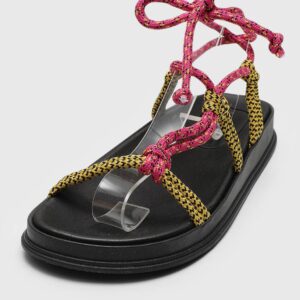 Rasteira Flatform Moleca Amarração Preta