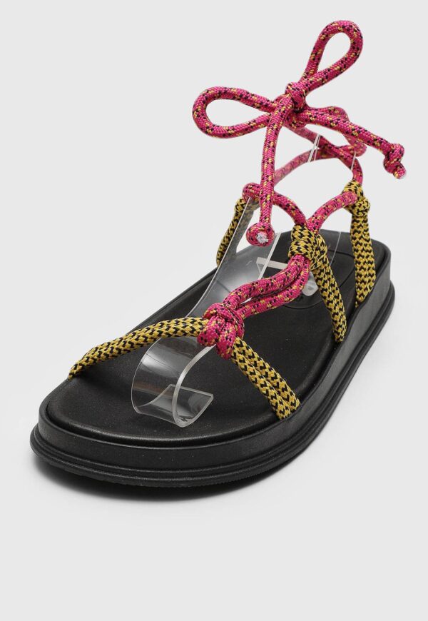 Rasteira Flatform Moleca Amarração Preta
