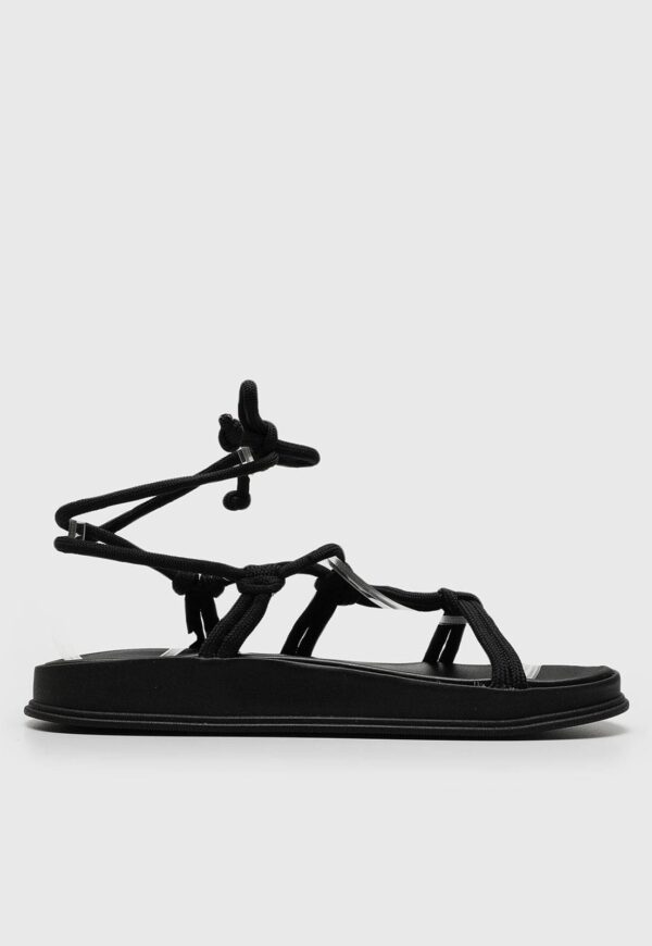 Rasteira Flatform Moleca Amarração Preta - Imagem 3