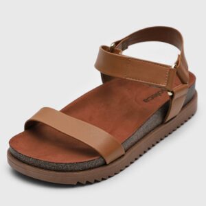 Rasteira Flatform Moleca Lisa Caramelo