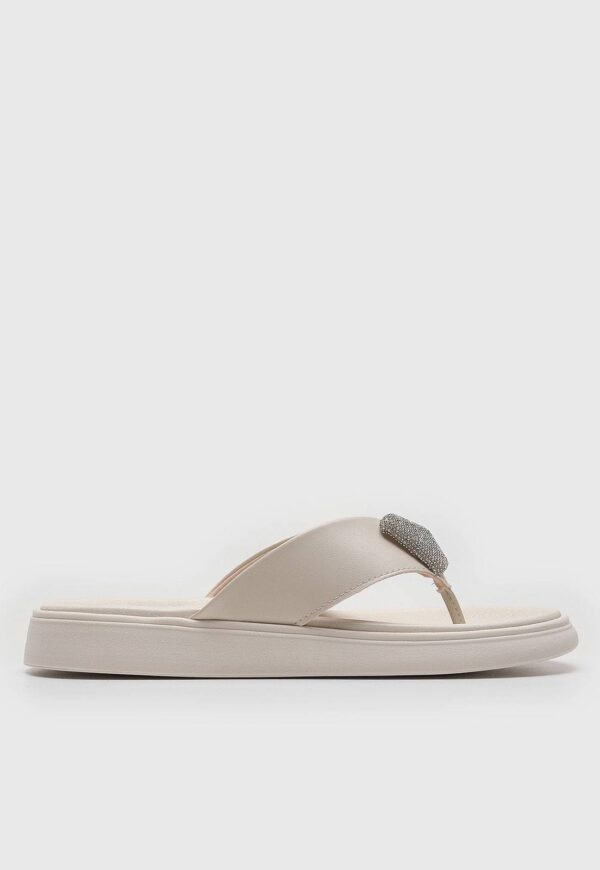 Rasteira Moleca Aplicação Hotfix Off-White - Imagem 3