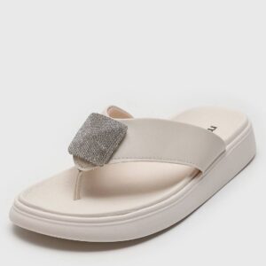 Rasteira Moleca Aplicação Hotfix Off-White