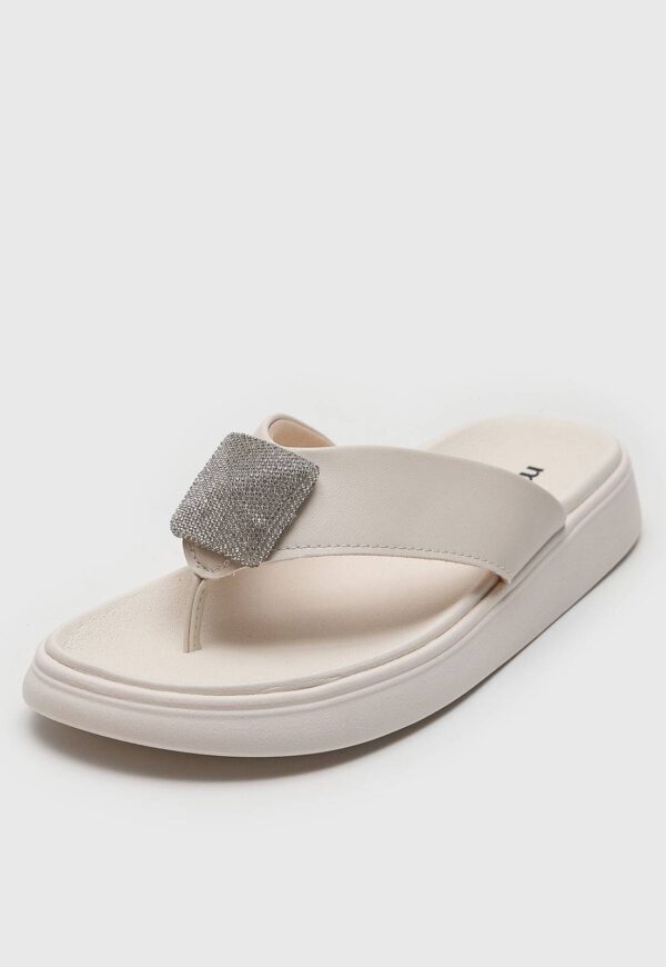 Rasteira Moleca Aplicação Hotfix Off-White