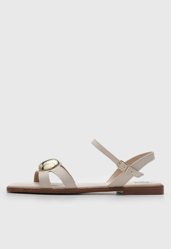 Rasteira Moleca Aplicação Metalizada Off-White - Imagem 2