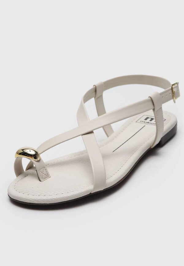 Rasteira Moleca Aplicação Metalizada Off-White