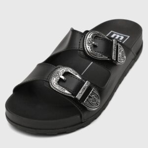 Rasteira Moleca Fivelas Preto