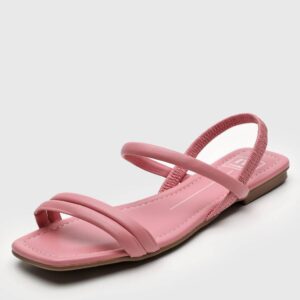 Rasteira Moleca Tiras Rosa