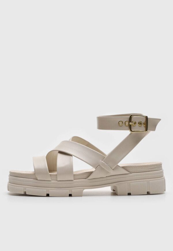 Rasteira Tratorado Moleca Tira Cruzada Off-White - Imagem 2