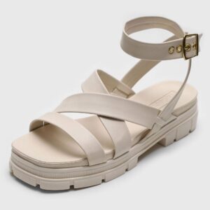 Rasteira Tratorado Moleca Tira Cruzada Off-White